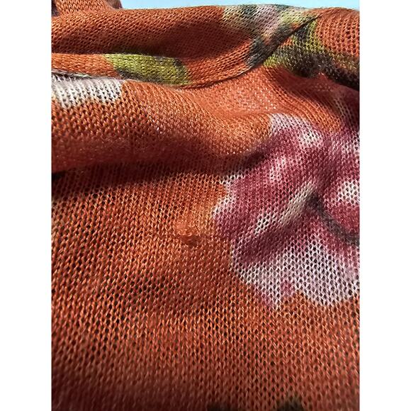 Ann Taylor Loft Floral Tie Neck Button Up Cardigan Sweater Multicolor SZ Medium - Picture 8 of 8